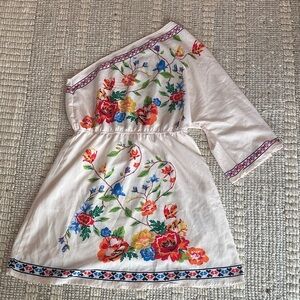 Women’s Cream One-Shoulder Floral Dress